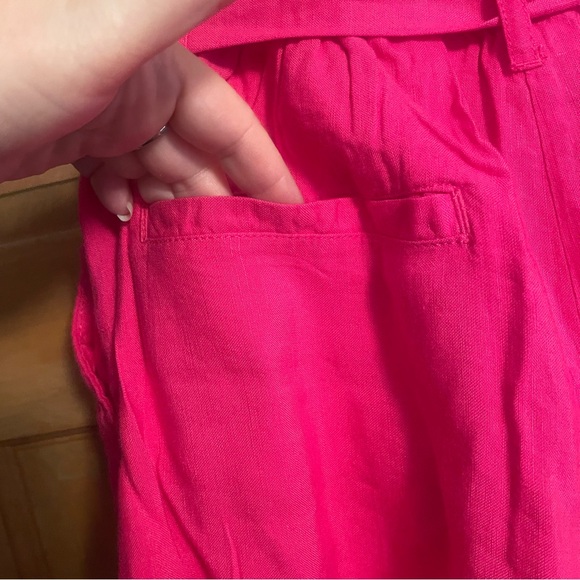 LOFT hot pink embroidered linen blend paperbag shorts NWT Sizes L and XL - Picture 5 of 7